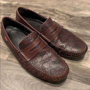 Authentic Gucci brown leather loafers